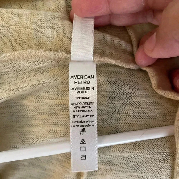 American Retro women’s tan long cardigan size M - Picture 2 of 7